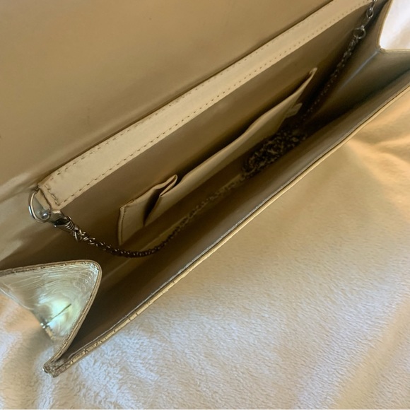 70’s Era Bright Gold Evening Clutch; Crossbody opt. - Picture 3 of 14